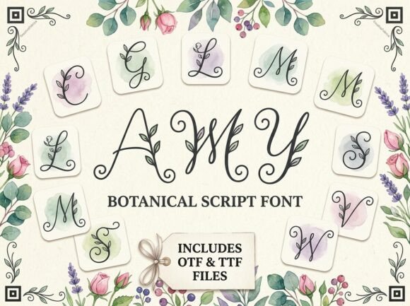 Amy: A Botanical Script Font for Organic Branding