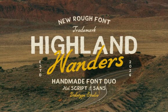 Highland Wanders: A Rough Hand-Drawn Font for Web Design